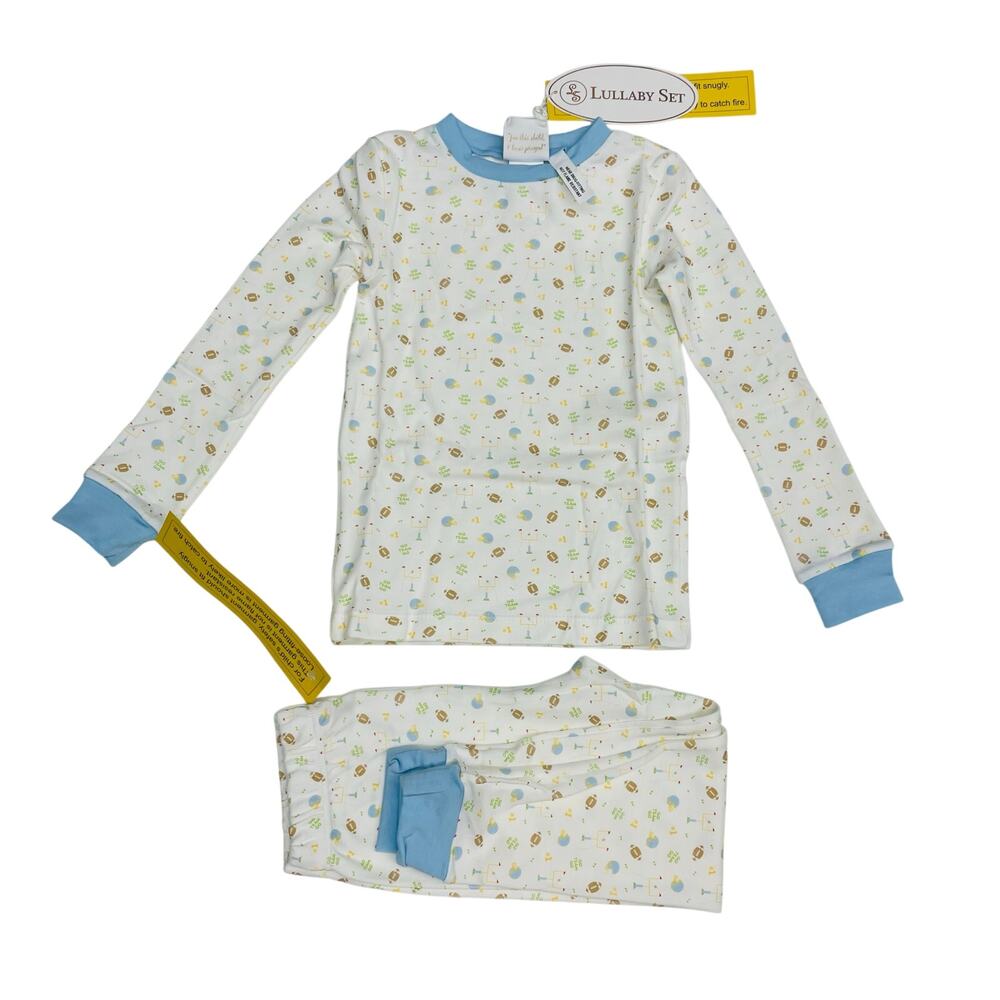NWT Lullaby Set Size 6 Sweet Pea PJ Set - Football Print